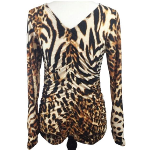 ISABEL Black & Brown Leopard Print Pullover Blouse Women's M - Picture 3 of 6
